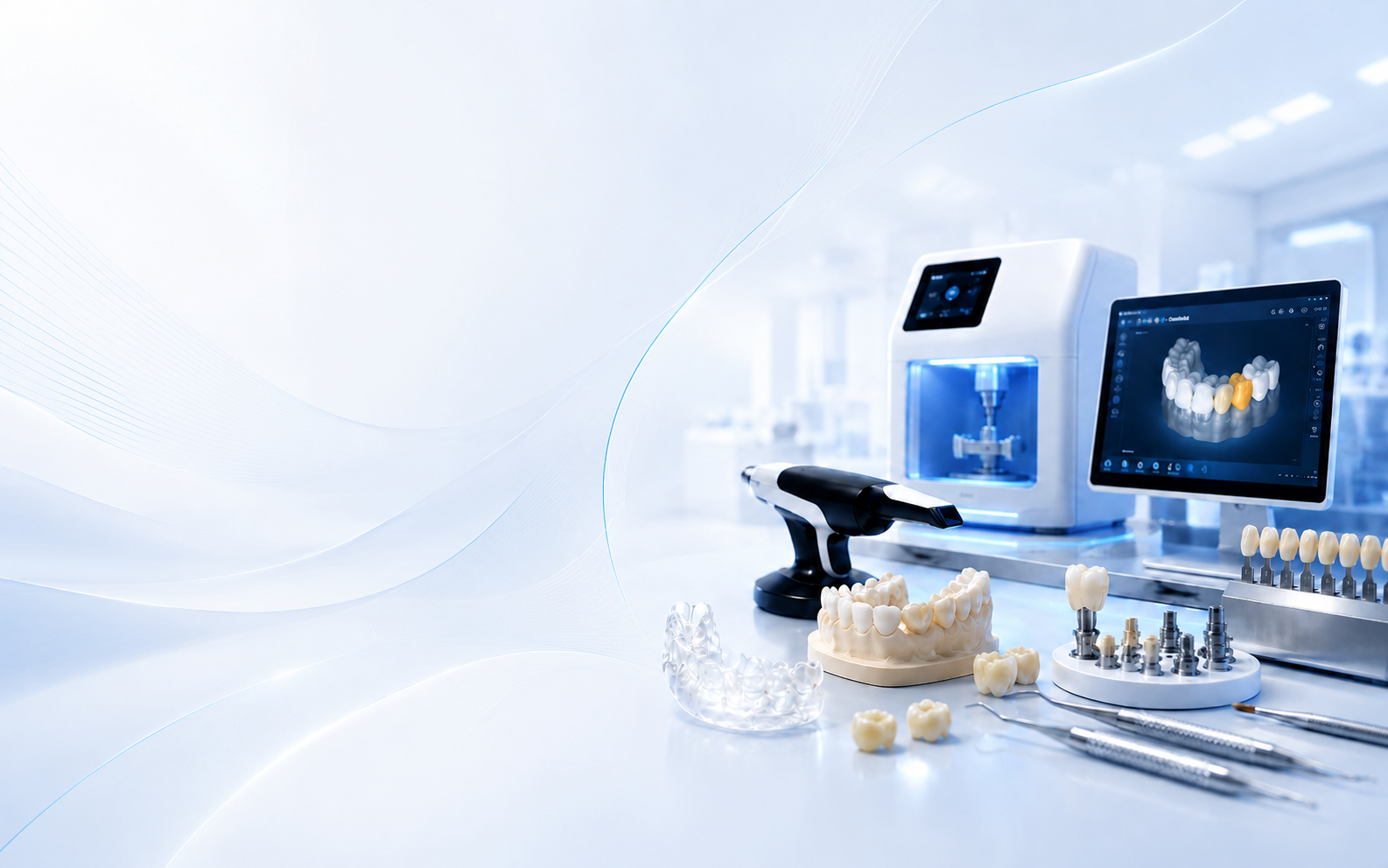 Dental lab solutions with digital prosthetic design, dental models, laboratory equipment, and reliable dental restoration support from Denta24