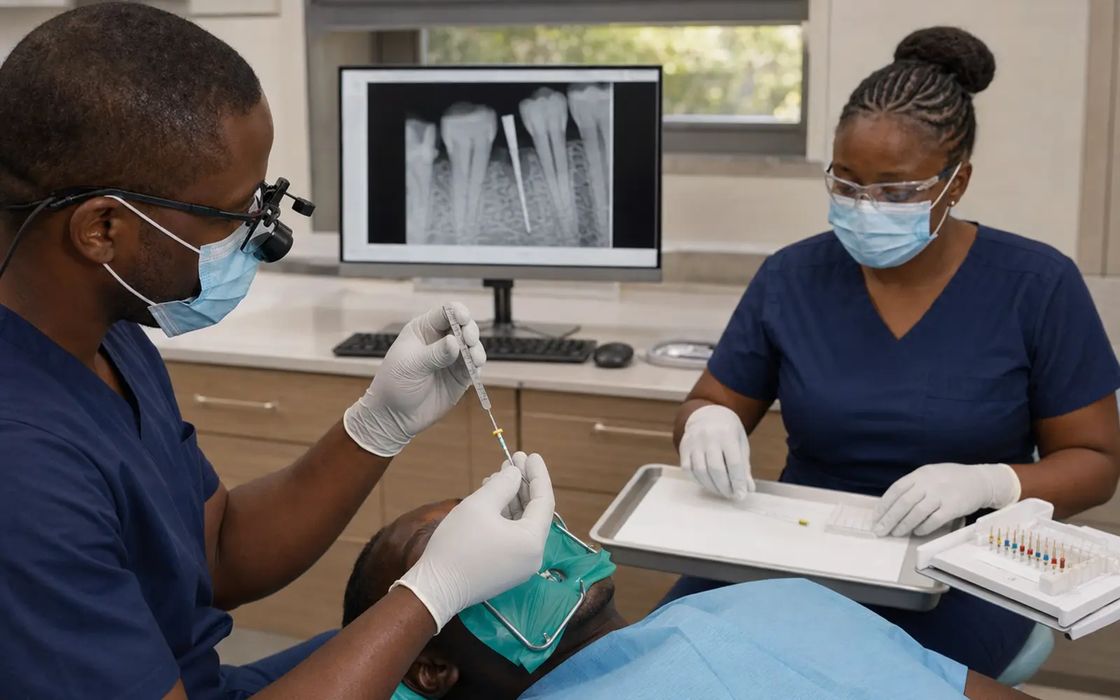 dual cure core build up material clinical workflow in an African dental clinic