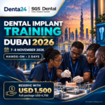 Dental implant training Dubai Nov 2026 by Denta24 and SGS Dental, with a USD 1,500 reservation payment