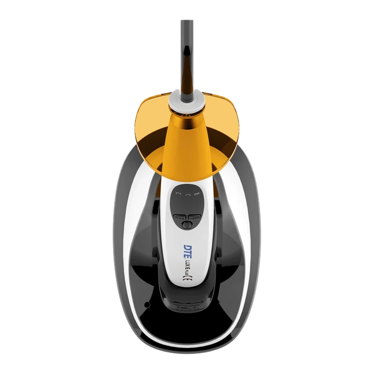 DTE LUX E Plus — front view of the handpiece, optical tip and charging base